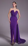 Mnm Couture N0532 Pleated Slit Long Formal Evening Dress In Purple