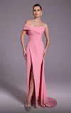 Mnm Couture N0535 Formal  Long Pleated Slit Evening Prom Dress In Pink