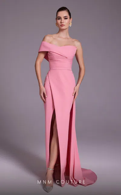 Mnm Couture N0535 Formal  Long Pleated Slit Evening Prom Dress In Pink