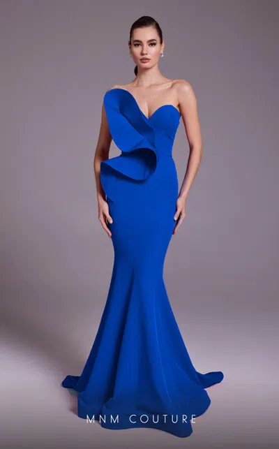 Mnm Couture N0548 Long Formal Evening Fitted Mermaid Dress In Blue