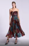 Mnm Couture N0591 Pleated A Line Formal Tea Length Prom Dress In Multi