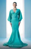 Mnm Couture N0605 Long Sleeve Formal Mermaid Evening Dress In Multi