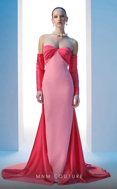 Mnm Couture N0609 Pleated Formal Long Evening Prom Dress In Pink