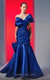 Mnm Couture N0611 Long Pleated Mermaid Formal Prom Dress In Blue