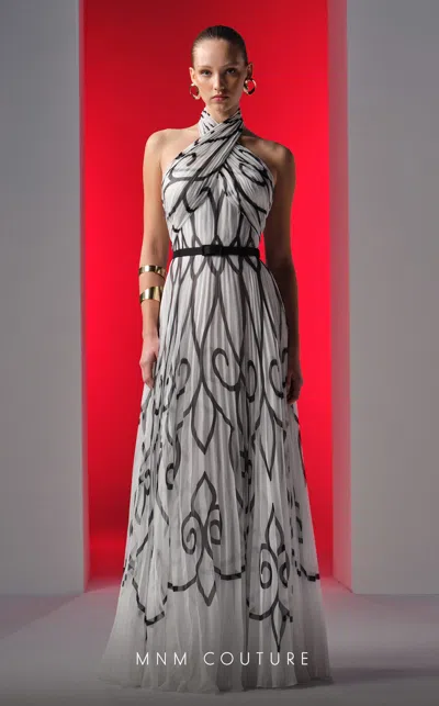 Mnm Couture N0614 A Line Long Formal Printed Prom Dress In Multi