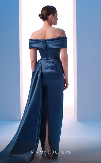 Mnm Couture N0617 Pleated Long Formal Sequin Dress In Blue