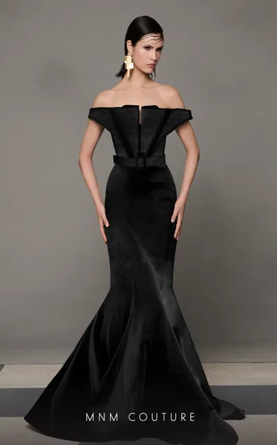 Mnm Couture N0630a Mermaid Long Formal Velvet Prom Dress In Black