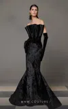 Mnm Couture N0631 Pleated Velvet Long Mermaid Formal Prom Dress In Black