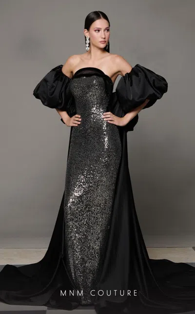 Mnm Couture N0635 Fitted Sequin Formal Long Prom Dress In Black
