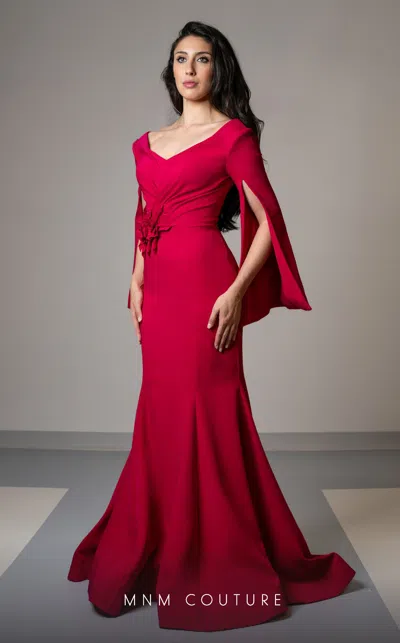 Mnm Couture V02044 Long Beaded Formal Evening Dress In Red