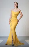 Mnm Couture V02051 Prom Long Formal Pleated Mermaid Dress In Yellow