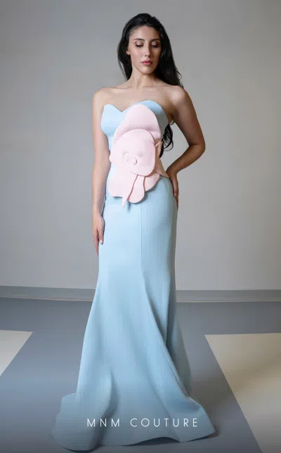 Mnm Couture V07421 Prom Fitted Long Formal Mermaid Dress In Blue