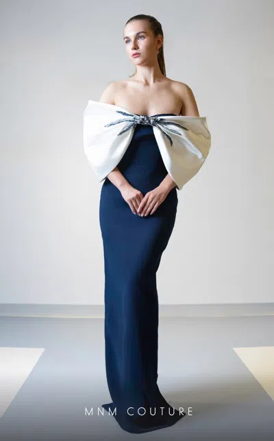 Mnm Couture V07508 Long Formal Fitted Evening Dress In Multi