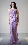 Mnm Couture V07512 Fitted Beaded Sequin Long Formal Prom Dress In Purple