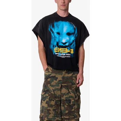 Mnml 994 Phantom Distressed Graphic Cutoff T-shirt In Black