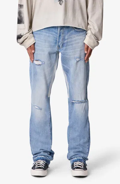 Mnml B484 Distressed Flare Jeans In Light Blue