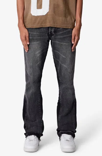 Mnml B484 Distressed Hem Flare Jeans In Vintage Black