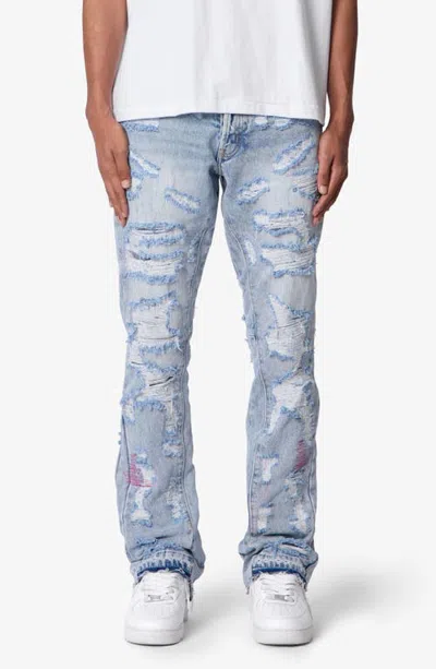 Mnml B570 Distressed Flare Jeans In Blue