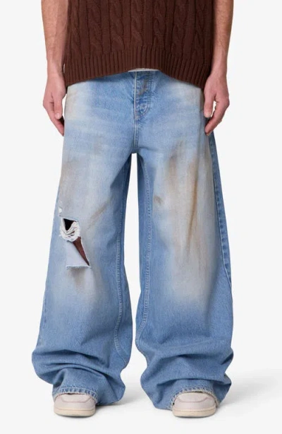 Mnml Baggy Distressed Rave Denim Jeans In Blue
