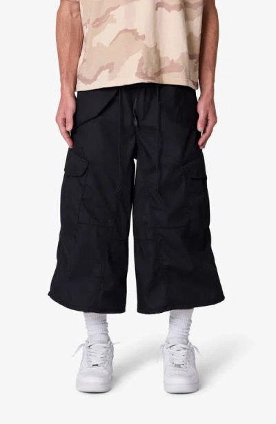 Mnml Baggy Fit Extralong Black Cargo Shorts