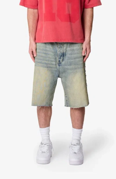 Mnml Baggy Mojave Embellished Cutoff Denim Shorts In Blue