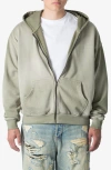 Mnml Basic Faded Cotton Zip-up Hoodie In Washed Olive