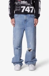 Mnml Blowout Baggy Ripped Wide Leg Jeans