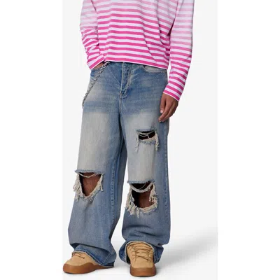 Mnml Blowout Rave Ripped Jeans In Blue