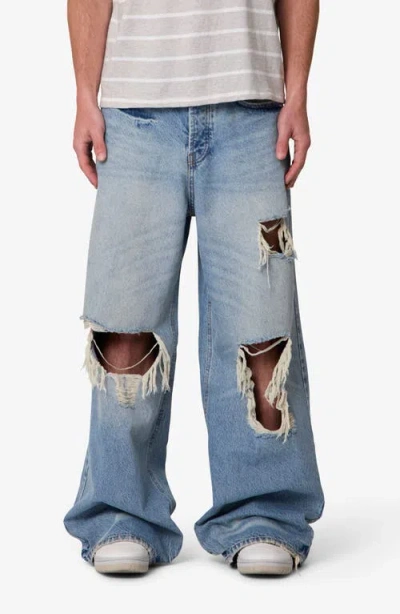 Mnml Blowout Rave Ripped Jeans In Blue