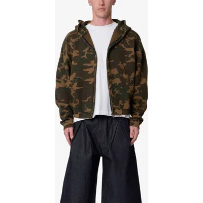 Mnml Camouflage Oversize Cotton Full-zip Hoodie In Green