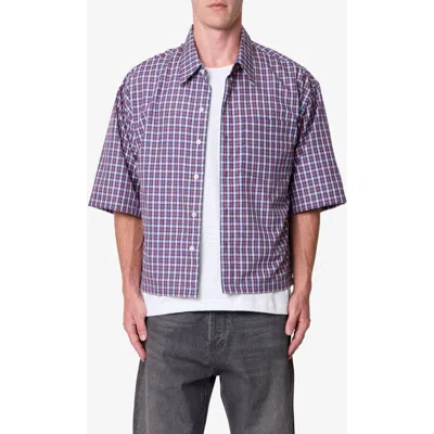 Mnml Crispy Plaid Poplin Button-up Shirt In Purple