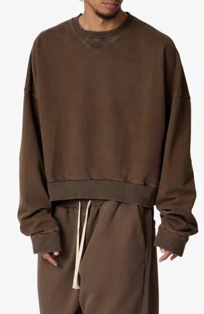 Mnml Crop Cotton Crewneck Sweatshirt In Brown