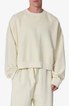 Mnml Crop Cotton Crewneck Sweatshirt In White