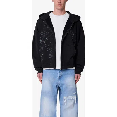 Mnml Crystal Embellished Zip Hoodie In Black