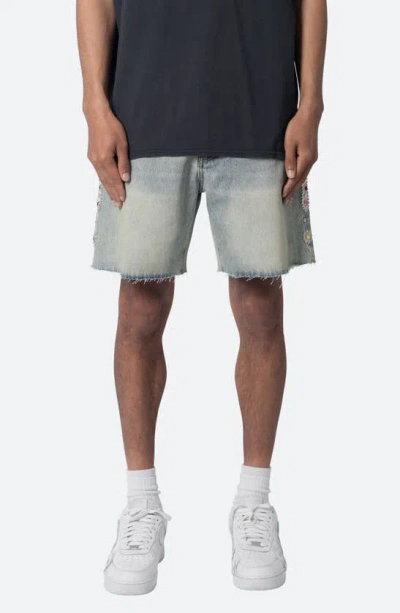 Mnml Cutoff Denim Shorts In Vintage Blue