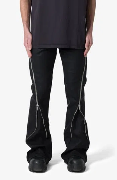 Mnml D519 Zipper Flare Coated Leather Jeans In Brown