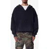 Mnml Destroyed V-neck Hoodie In Black
