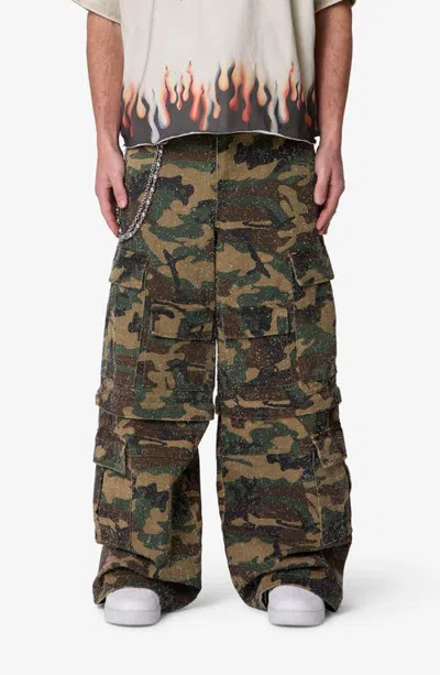 Mnml Distressed Camo Wide Leg Cargo Pants