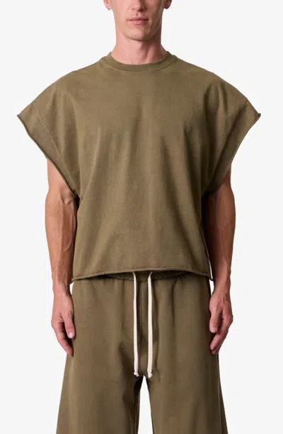 Mnml Distressed Cotton Cutoff T-shirt In Olive