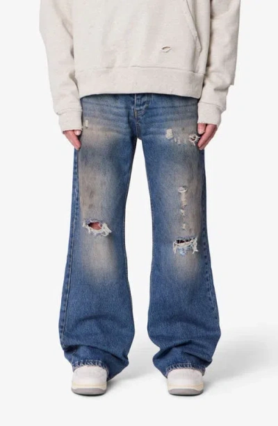 Mnml Distressed Flare Jeans In Blue