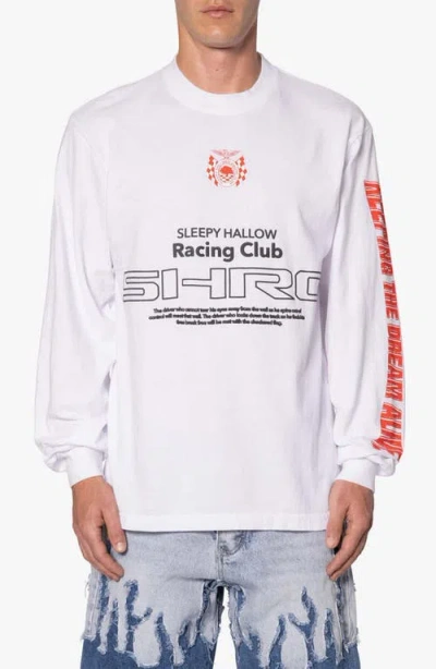 Mnml Driver Long Sleeve Cotton Graphic T-shirt In White