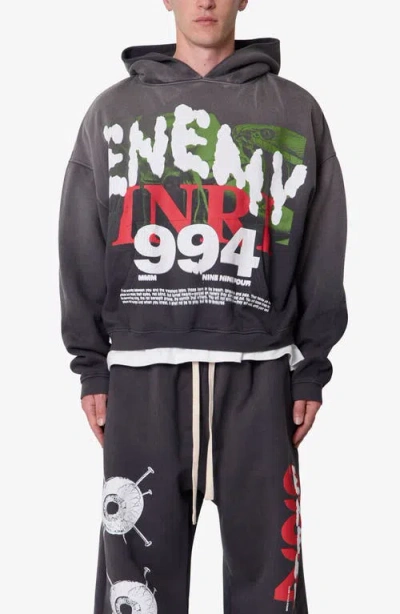 Mnml Enemy Oversize Cotton Pullover Hoodie In Gray