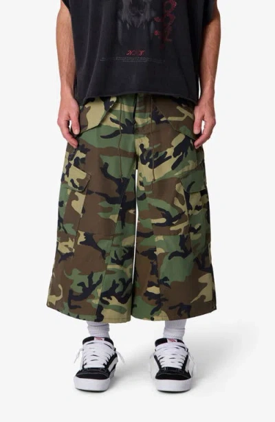 Mnml Extra Long Camo Cargo Shorts In Multi