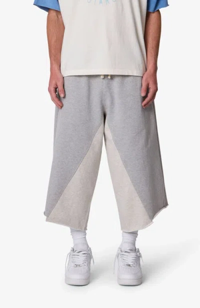 Mnml Extra Long Paneled Sweatshorts In Gray