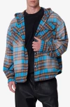 Mnml Faded Hooded Flannel Shirt In Blue