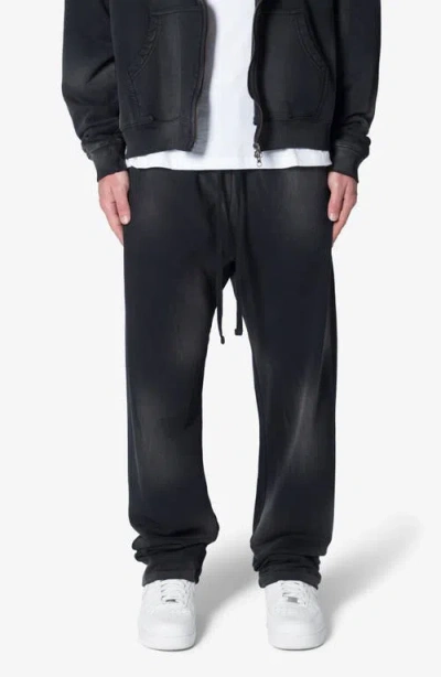Mnml Faded Relaxed Fit Cotton Sweatpants In Washed Black