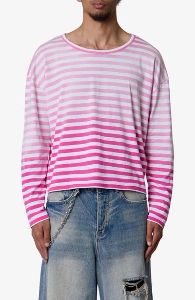 Mnml Faded Stripe Long Sleeve T-shirt In Pink