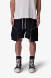Mnml Faux Leather Pocket Geo Shorts In Black