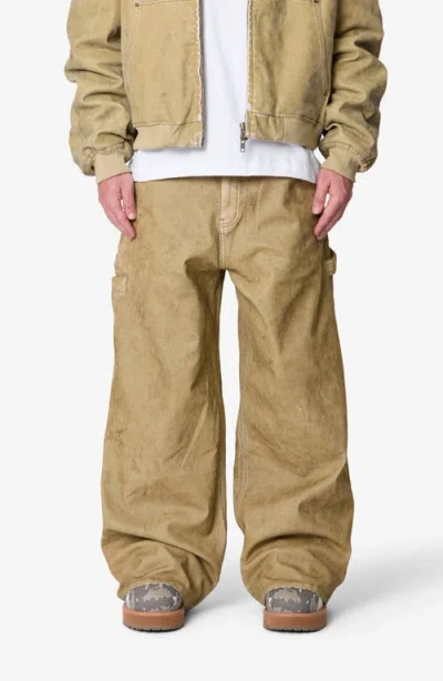 Mnml Flocked Oversize Work Pants In Brown