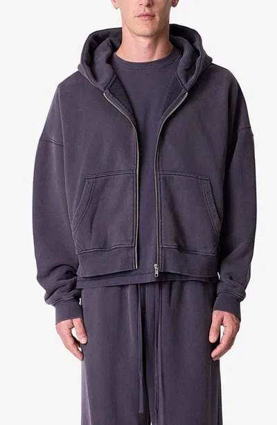 Mnml Full Zip Hoodie In Washed Black